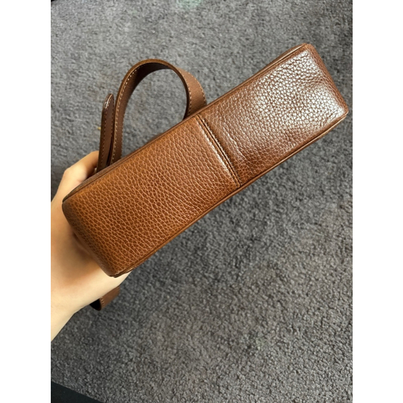 Auth CELINE Round Logo Shoulder bag Crossbody Bag Brown Leather - Picture 4 of 8